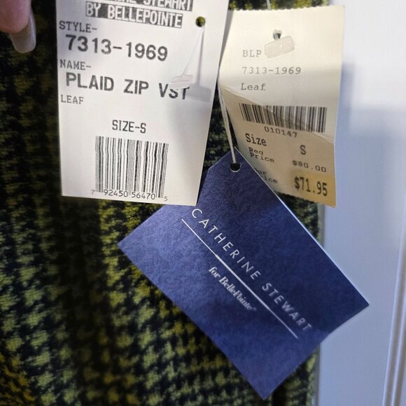 Y2k Womens Small Plaid Zip Vest Green Autumn Earthy Natural New USA - Picture 5 of 7